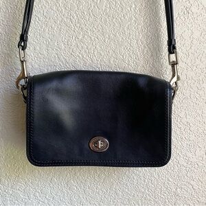 Coach Legacy Leather Black Penny Crossbody Purse Double Strap